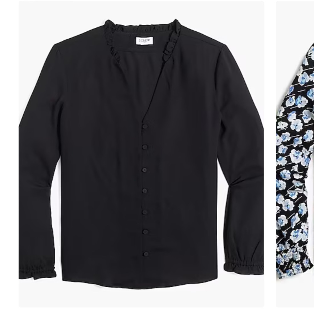 J. Crew Ruffle Neck Button Up Blouse